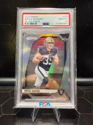 2024 Panini Prizm Brock Bowers #315 Silver Prizm RC Rookie PSA 10 Gem Mint