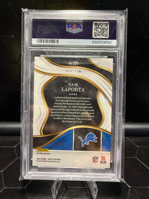 2023 Panini Select Sam LaPorta #221 Blue Disco Prizm RC /25 PSA 10