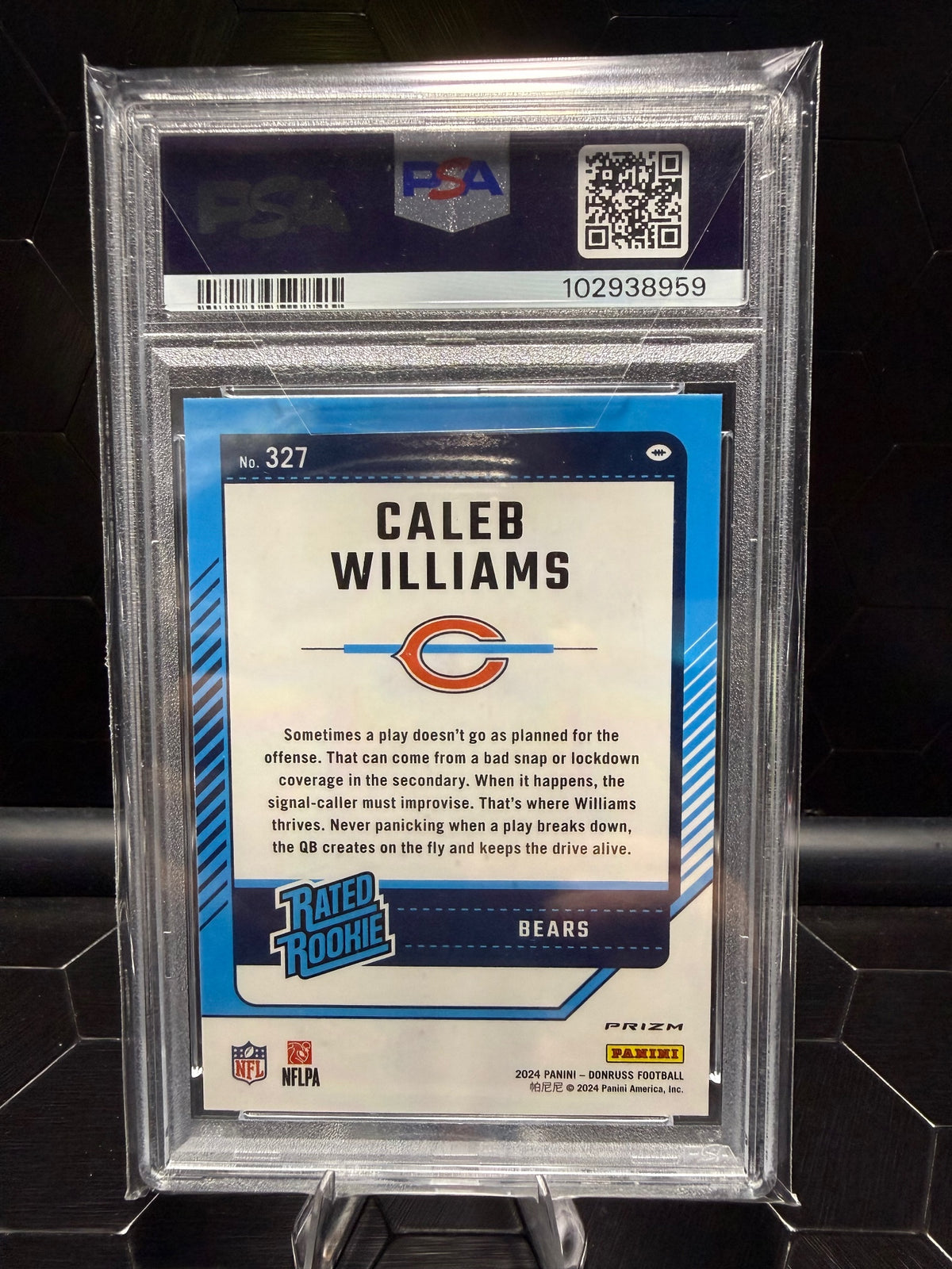 2024 Donruss #327 Caleb Williams Optic Rated Rookies Preview Pink PSA 10