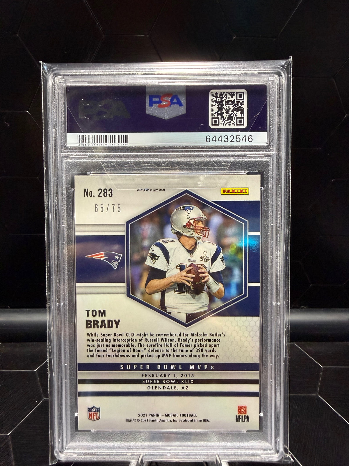 2021 Panini Mosaic Tom Brady #283 No Huddle Blue /75 PSA 10
