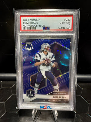 2021 Panini Mosaic Tom Brady #283 No Huddle Blue /75 PSA 10