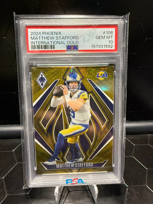 2024 Panini Phoenix Matthew Stafford #106 International Gold /10 PSA 10