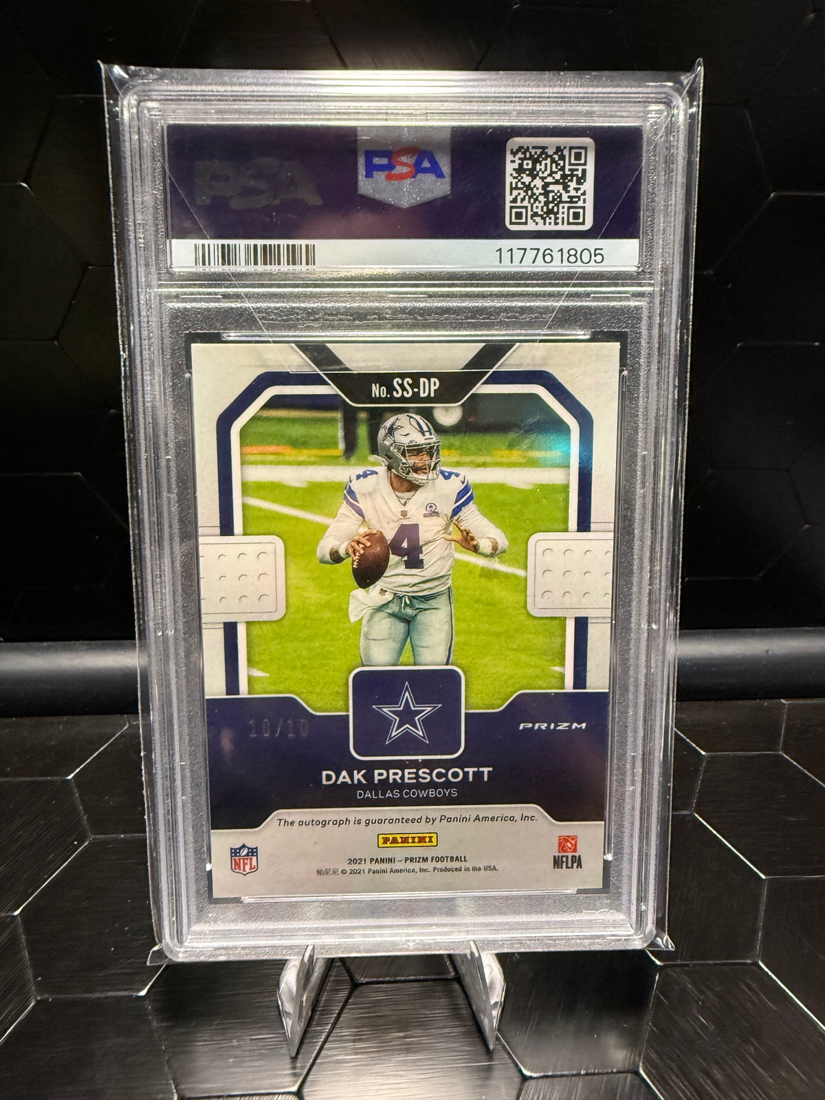 2021 Panini Prizm Dak Prescott SS-DP Sensational Signatures Gold /10 PSA 10 Auto