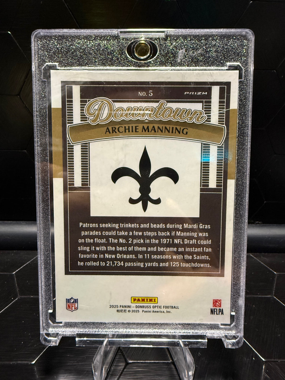 2025 Donruss Optic Archie Manning #5 Downtown Prizm Saints