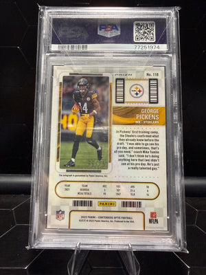 2022 Panini Contenders Optic #118 George Pickens Autograph Blue /75 PSA 10