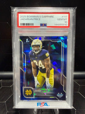 2025 Bowman University Sapphire #117 Jadarian Price PSA 10
