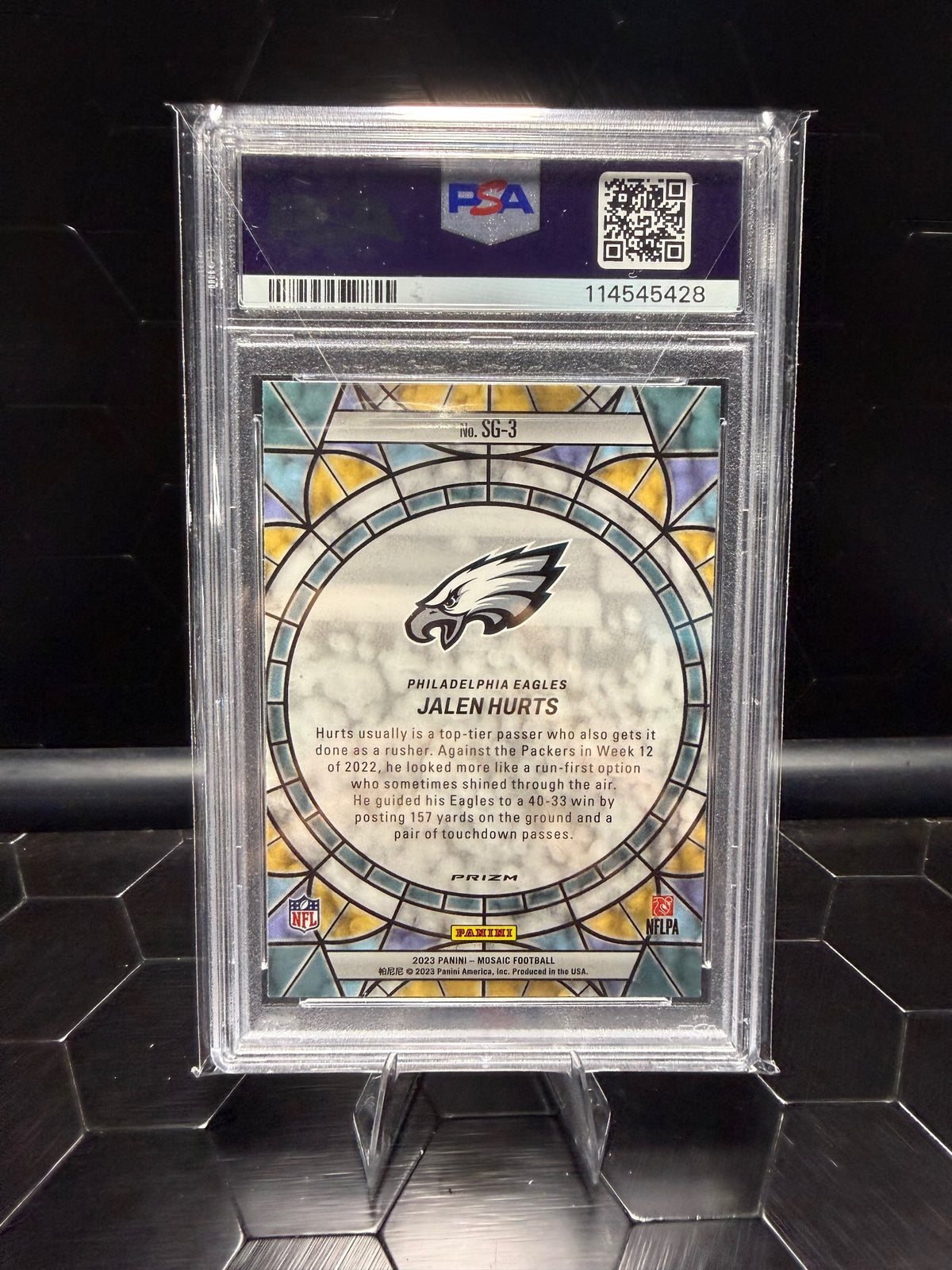 2023 Mosaic Jalen Hurts Stained Glass #SG3 PSA 9