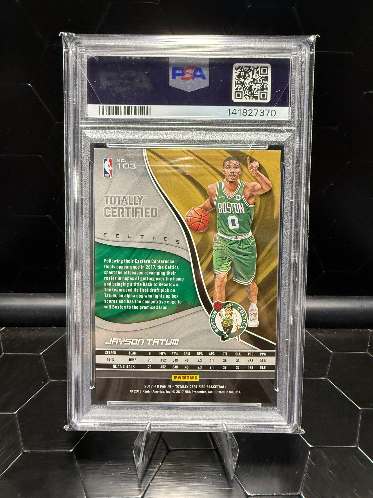 2017-18 Panini Totally Certified Jayson Tatum #103 Blue RC /99 PSA 8.5