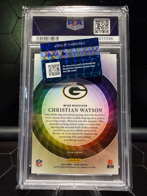 2022 Select Christian Watson #CW18 Color Wheel Gold Prizm RC 10/10 PSA 8