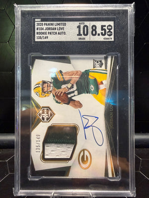 2020 Panini Limited Jordan Love #104 Rookie Patch Auto /149 SGC 8.5 Auto 10
