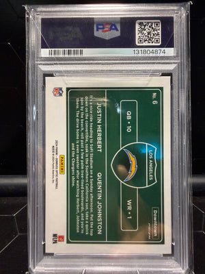 2024 Donruss Optic Justin Herbert Quentin Johnston #6 Downtown Duos PSA 9