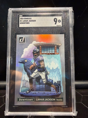2024 Donruss Lamar Jackson #1 Downtown SGC 9