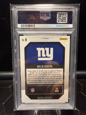 2024 Panini Prizm Malik Nabers #6 Emergent Gold Prizm RC /10 PSA 9