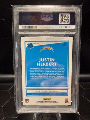 2020 Donruss Optic Justin Herbert #153 Holo Rated Rookie RC PSA 10