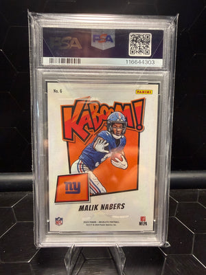 2024 Absolute Malik Nabers #6 Kaboom Horizontal RC PSA 10