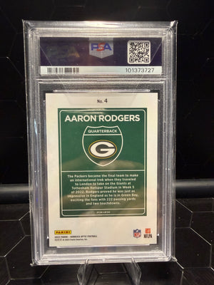 2023 Donruss Optic Aaron Rodgers #4 International Downtown PSA 10