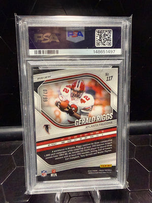 2025 Panini Prizm Gerald Riggs #117 Blue Ice Prizm /99 PSA 9