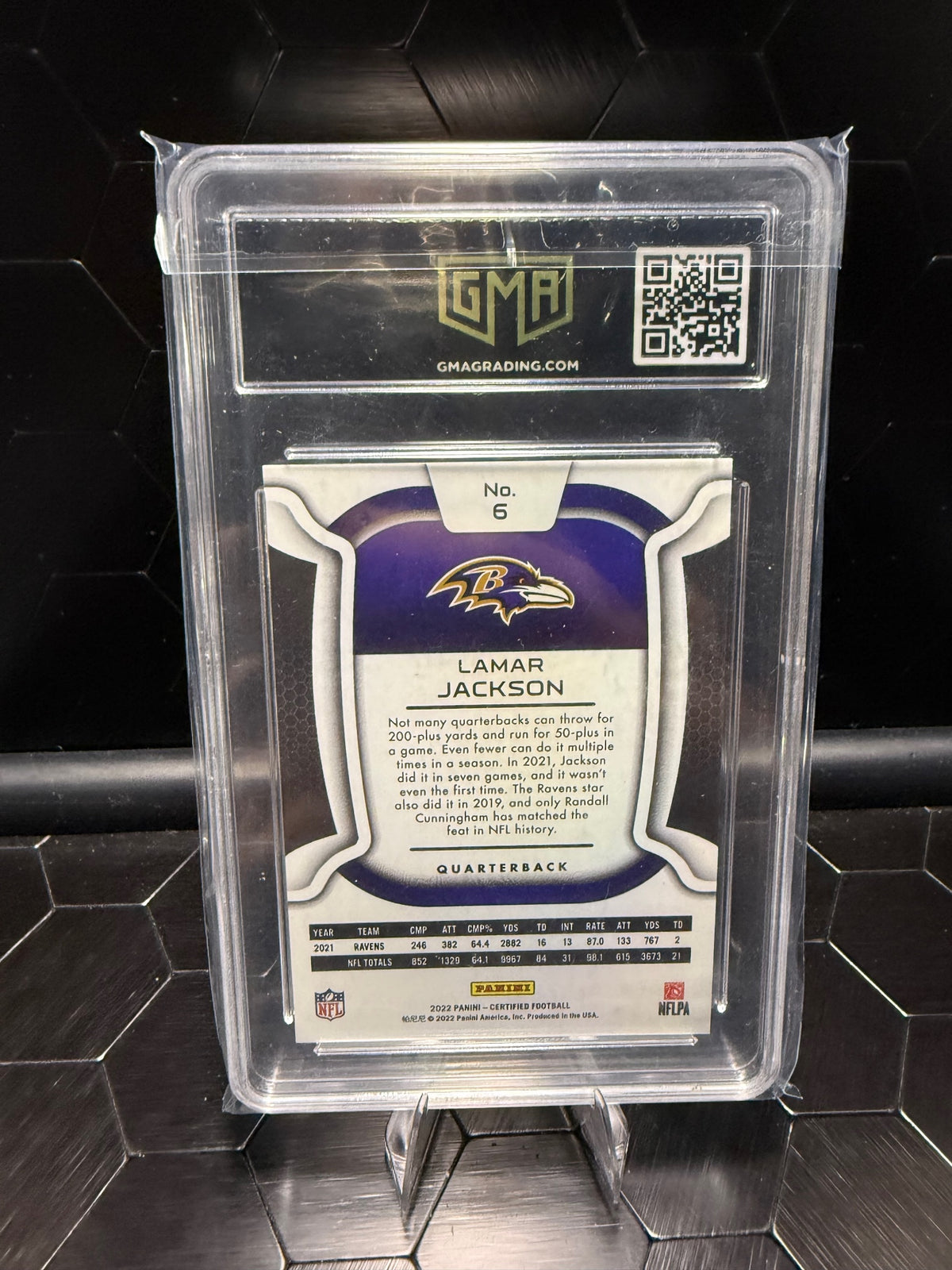 2022 Panini Certified #6 Lamar Jackson 48/349 GMA 10