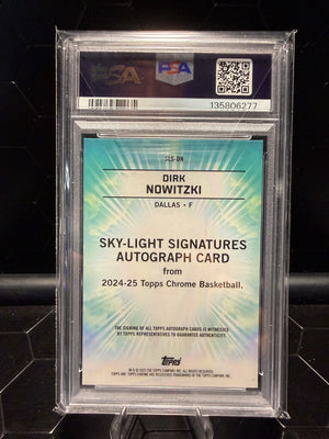 2024-25 Topps Chrome Sapphire Dirk Nowitzki SLS-DN Sky-Light Auto PSA 10