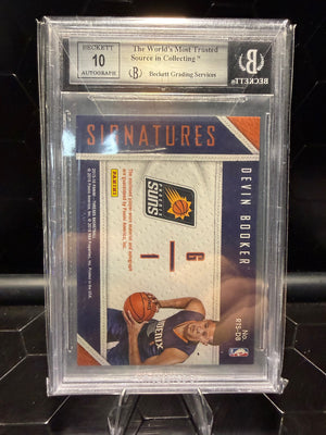2015–16 Threads Devin Booker #RTS-DB Rookie Threads Sig. /199 BGS 8.5 Auto 10