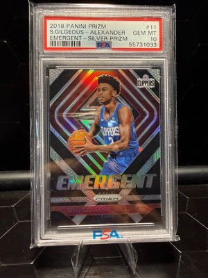2018-19 Panini Prizm Shai Gilgeous-Alexander #11 Emergent Silver Prizm RC PSA 10