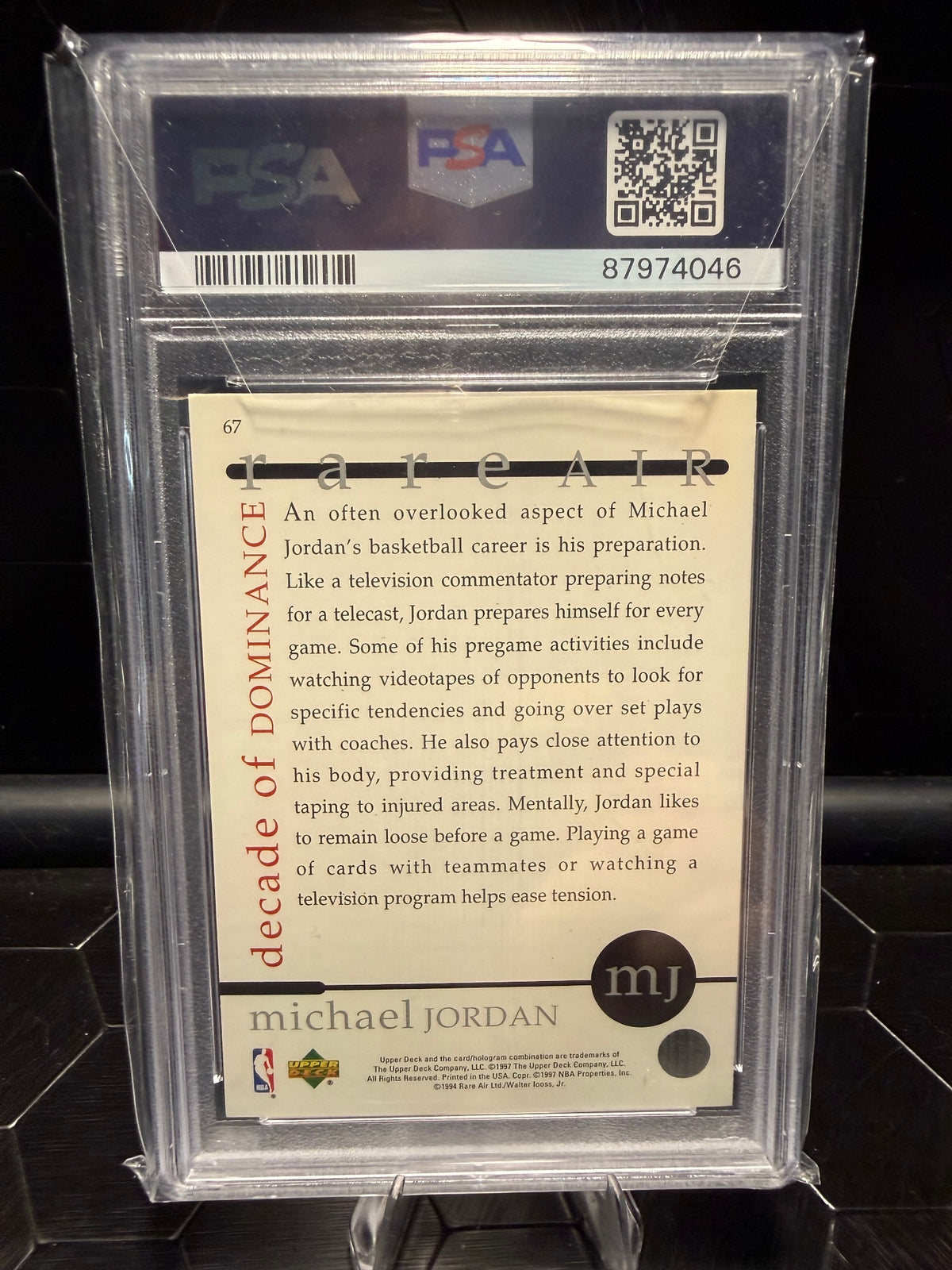 1997 Upper Deck Jordan Michael Jordan #67 Rare Air PSA 10