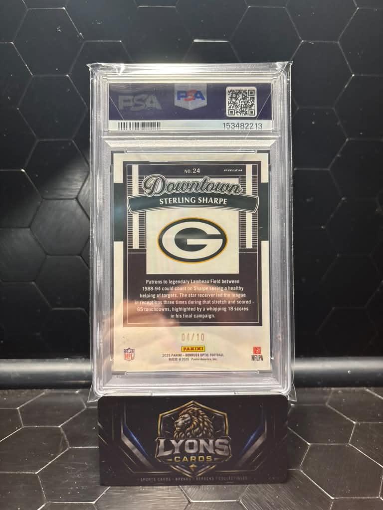 2025 Donruss Optic #24 Sterling Sharpe Downtown Gold /10 PSA 9