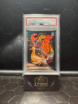 2021 Donruss Optic Jerry Rice #DT-30 Downtown Black Pandora /25 PSA 9