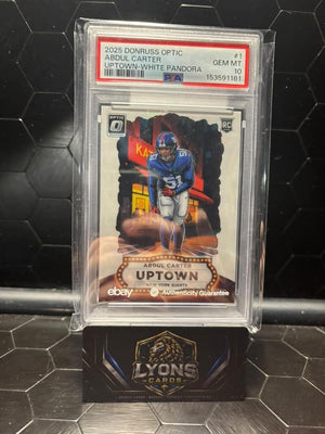 2025 Donruss Optic Abdul Carter #1 Uptown White Pandora RC /25 PSA 10