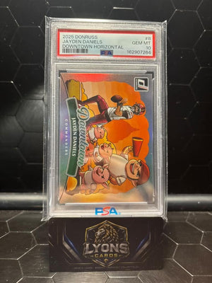 2025 Donruss Jayden Daniels #8 Downtown Horizontal PSA 10