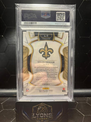 2025 Select Tyler Shough #41 Pink Glitter Prizm RC /15 PSA 10