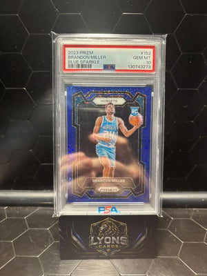 2023-24 Panini Prizm #152 Brandon Miller Blue Sparkle /144 PSA 10