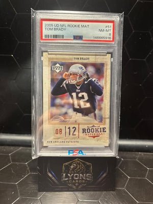 2005 Upper Deck NFL Rookie Materials Tom Brady #51 PSA 8