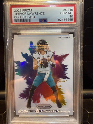 2023 Panini Prizm Trevor Lawrence #CB10 Color Blast Color Blast PSA 10