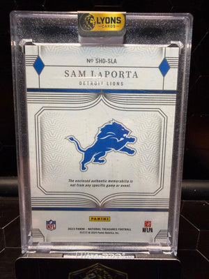 2023 Panini National Treasures Sam LaPorta #SHD-SLA NFL Shields RC 1/1