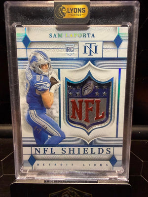 2023 Panini National Treasures Sam LaPorta #SHD-SLA NFL Shields RC 1/1
