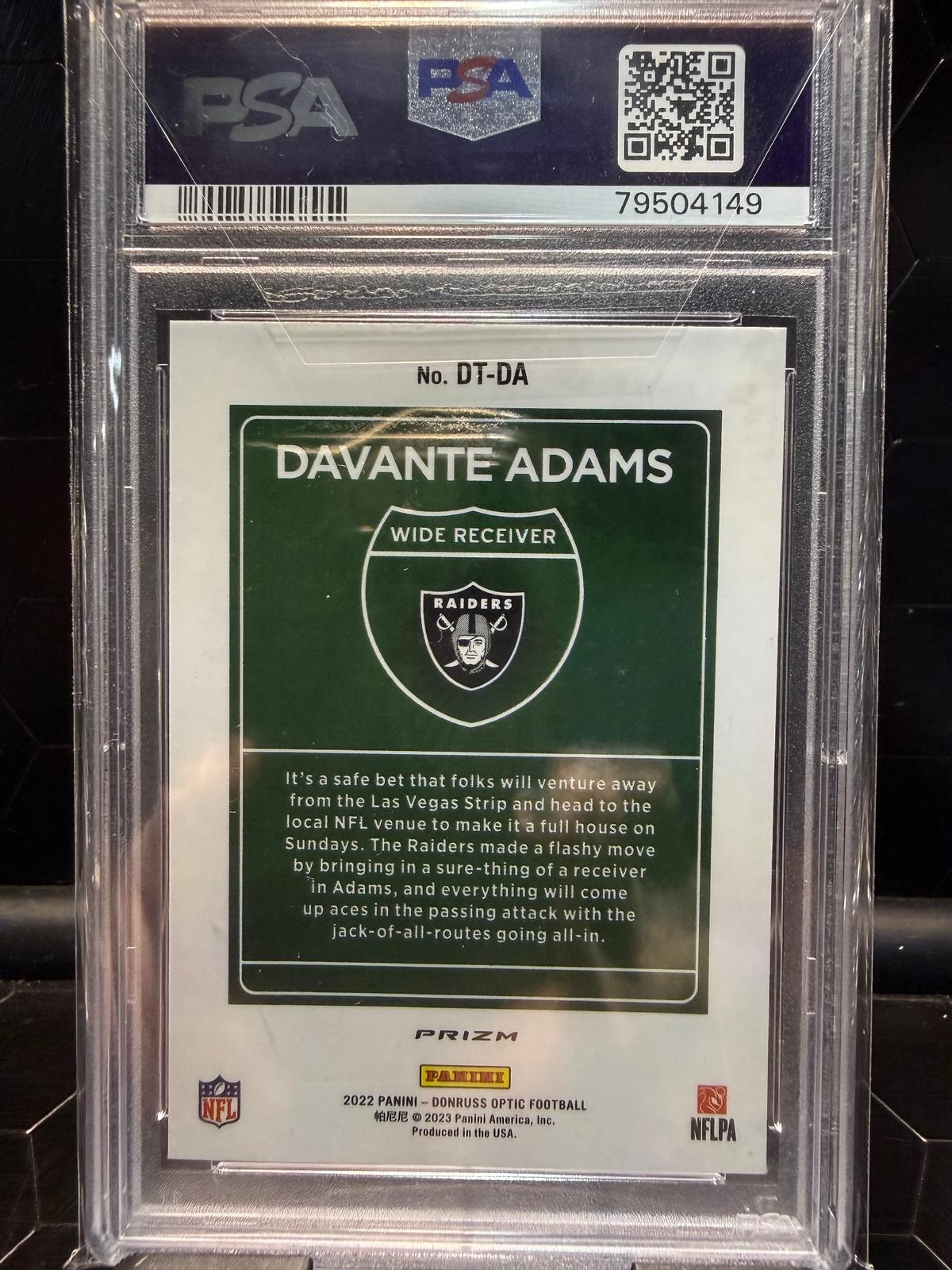 2022 Panini Donruss Optic Davante Adams #DT-DA Downtown! SSP PSA 9
