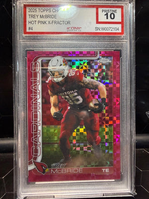 2025 Topps Chrome #4 Trey McBride Hot Pink X-Fractor Iconic 10