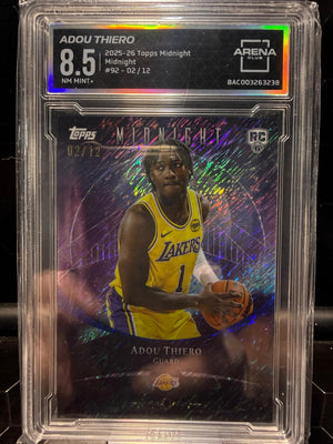 2025-26 Topps Midnight Adou Thiero #92 Midnight RC 02/12 Arena Club 8.5