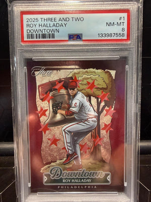 2025 Panini Three and Two #1 Roy Halladay Downtown PSA 8