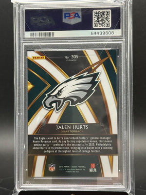 2019 Panini Select Jalen Hurts #305 2020 XRC Prizm Redemption RC PSA 10