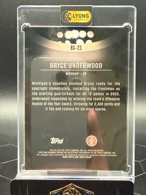2026 Bowman Chrome Bryce Underwood #BS-23 Bowman Spotlights NIL SSP