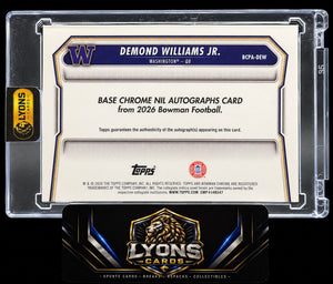 2026 Bowman #BCPA-DEW Demond Williams Jr. Prospects Blue Refractor Auto 95/150