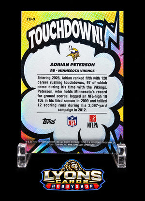 2026 Topps Flagship #TD-8 Adrian Peterson Suddenly Touchdown
