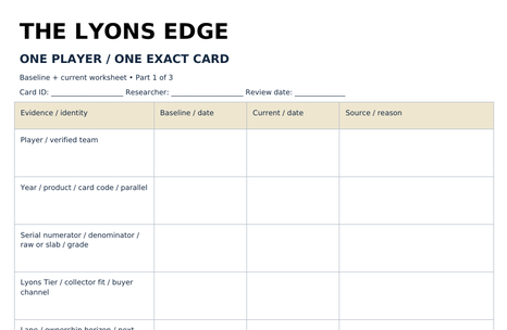 ONE PLAYER + ONE EXACT CARD