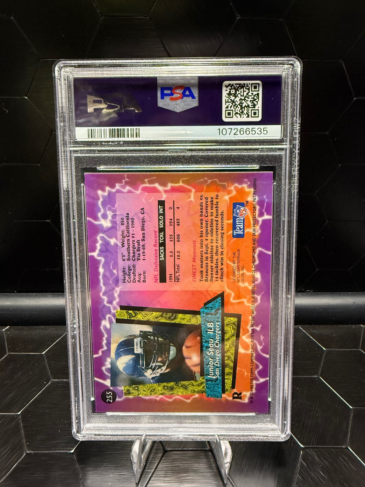 1995 Finest Junior Seau Refractor-W/COATING #255 PSA 7