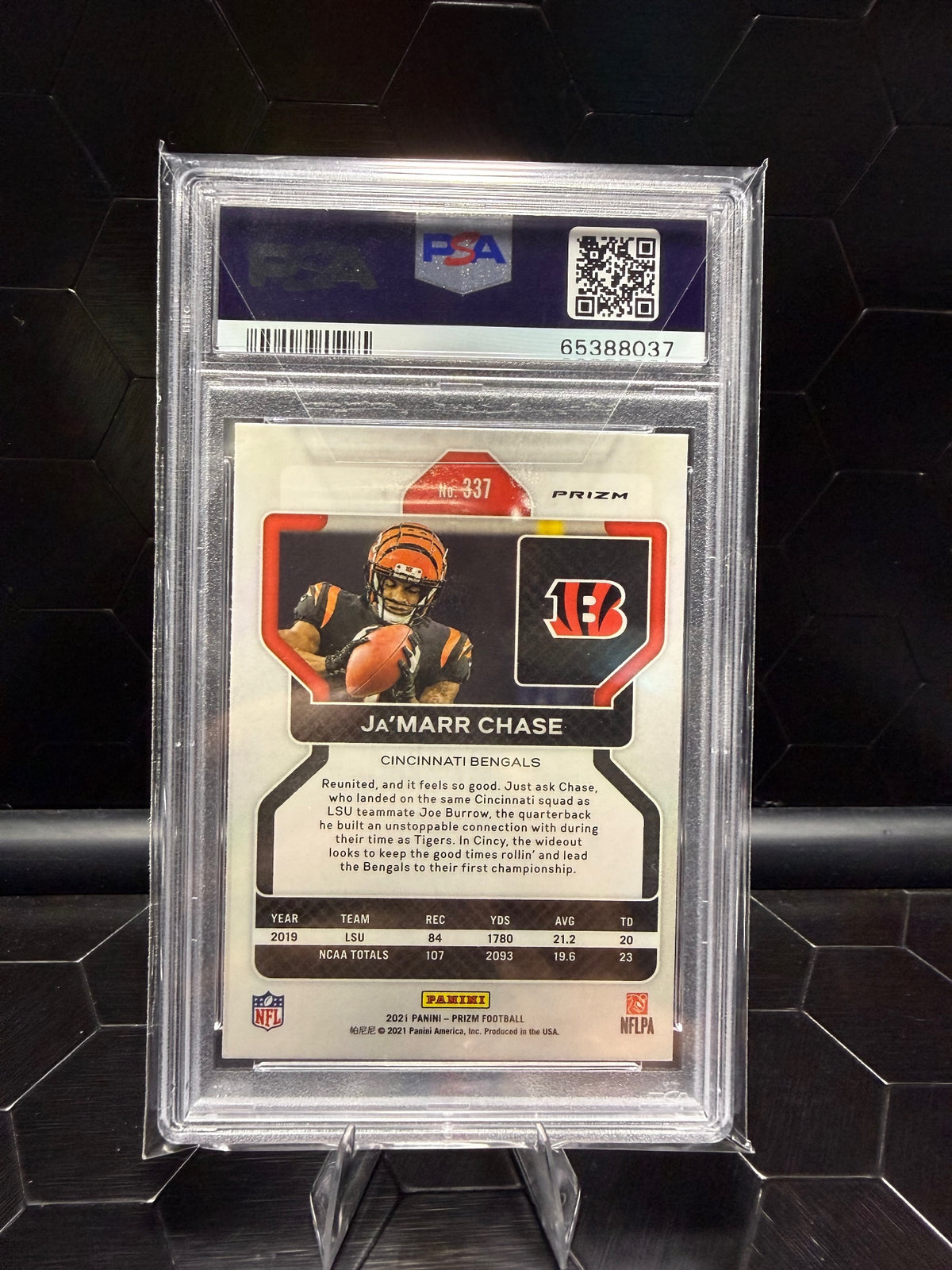 2021 Panini Prizm #337 Ja'Marr Chase Neon Green Pulsar PSA 10