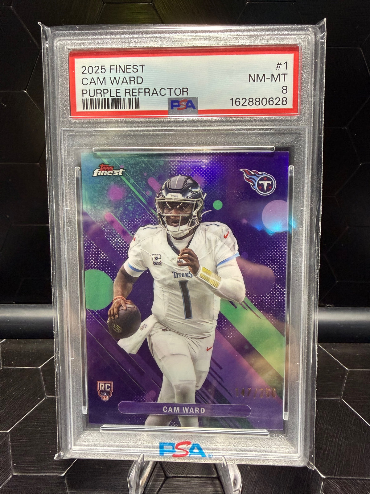 2025 Topps Finest Cam Ward Purple Refractor RC #1 /250 PSA 8