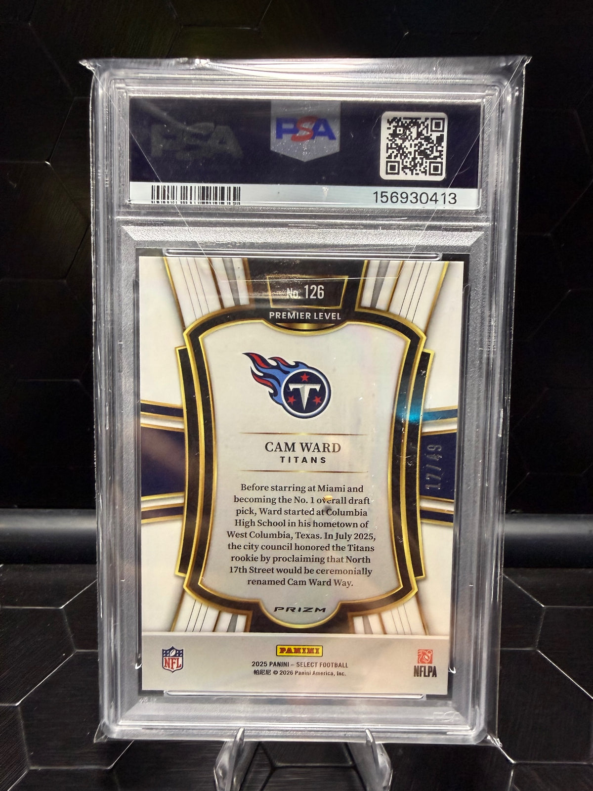 2025 Panini Select #126 Cam Ward PSA 10