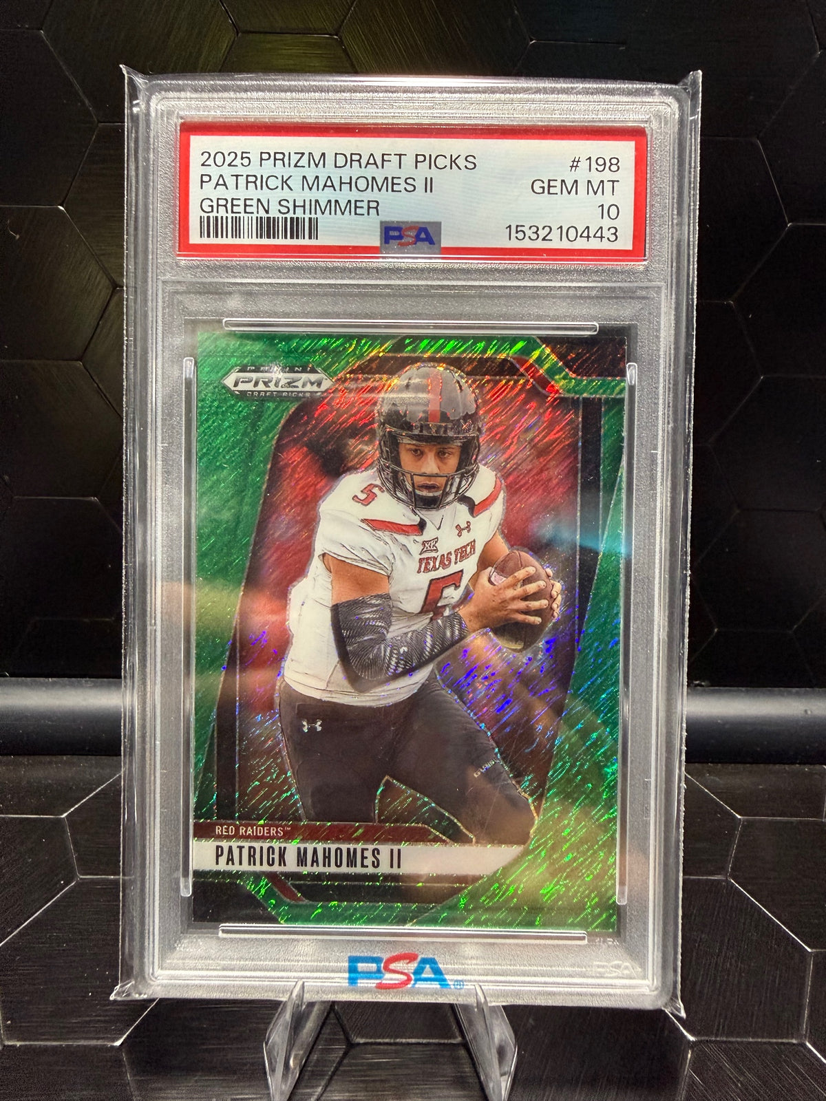 2025 Panini Prizm Draft Picks Patrick Mahomes Green Shimmer PSA 10
